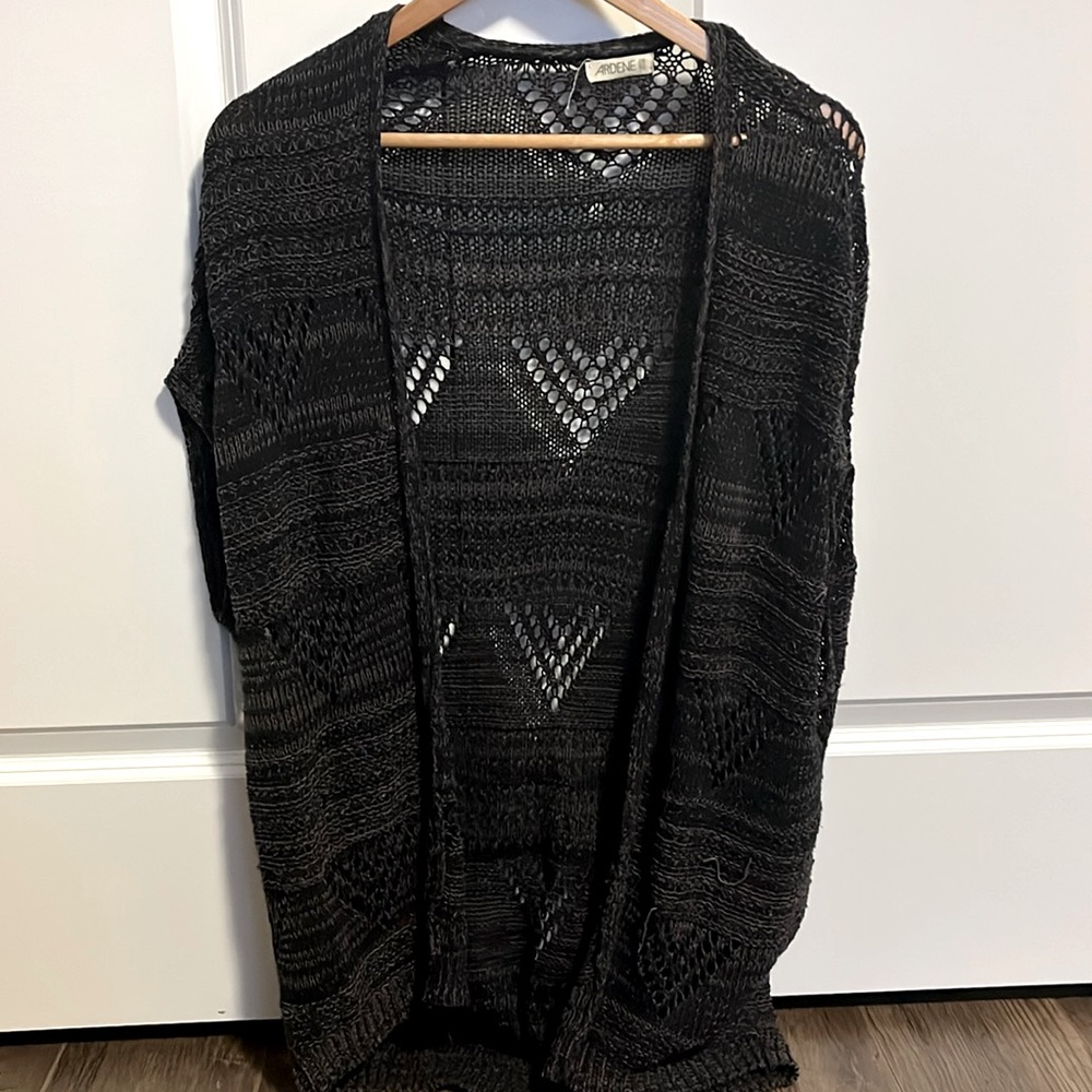 Dark Grey, Sleeveless Cardigan